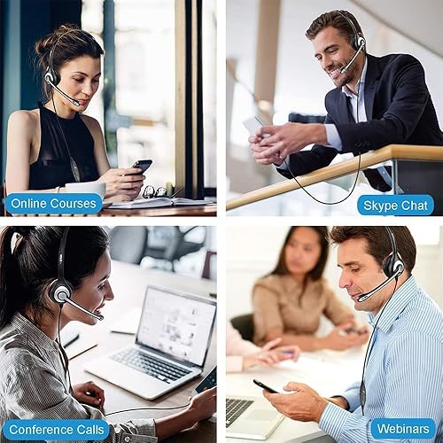 Miniatura 6 de Wantek Auriculares de teléfono celular con micrófono, auriculares de 0.138in para ordenador para iPhone, Samsung, PC, portátil, para Skype, Webinar,