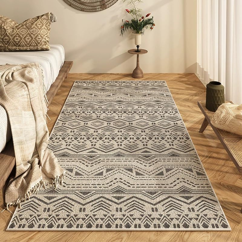 Tapis Boho lavable en velours cristal de qualité supérieure