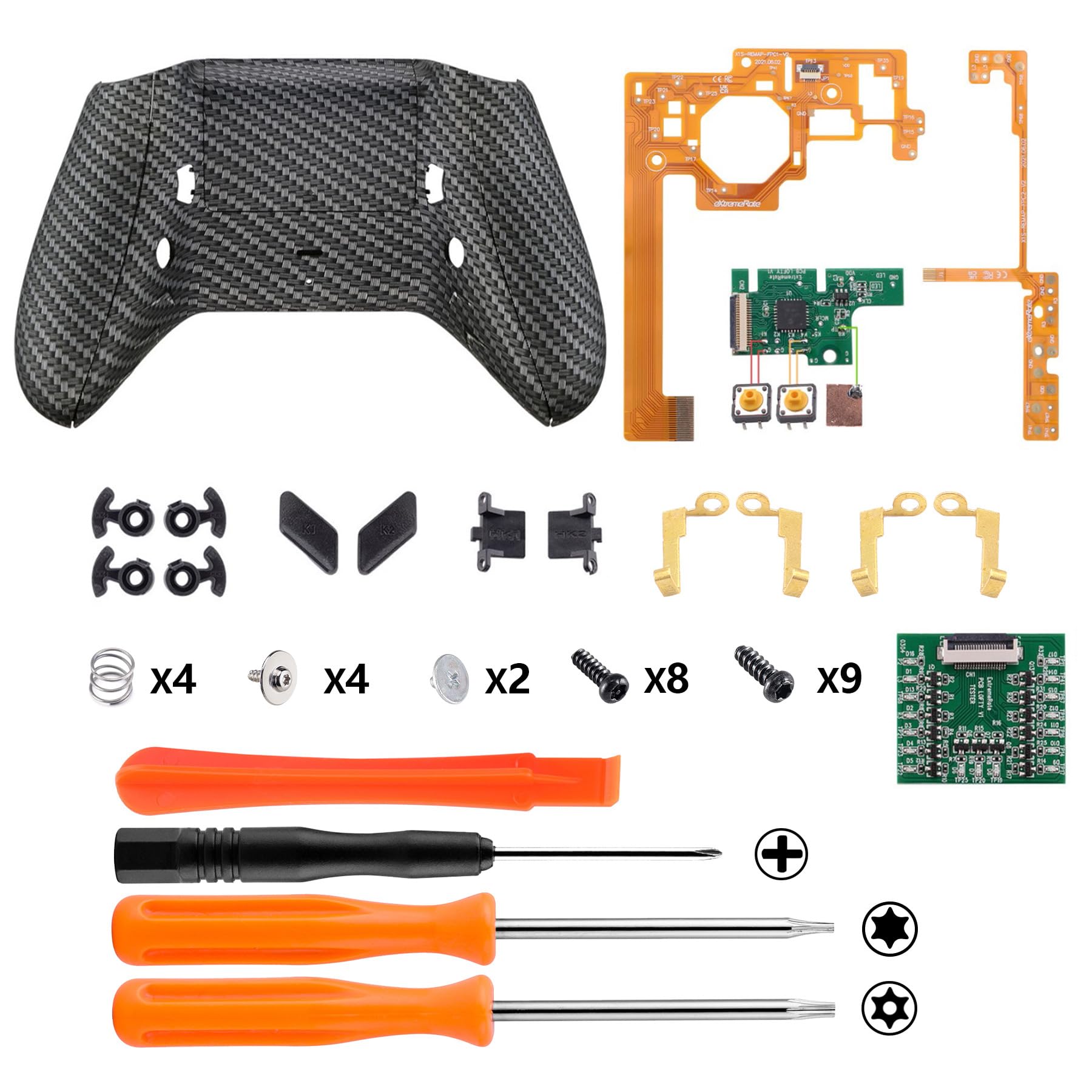 eXtremeRate Lofty Remap Kit Programmabile&Trigger Stop per Xbox One S X Controller,Scheda&Cover Posteriore&Grip&Tasti Posteriori per Xbox One S X Joystick(Model 1708)-Fibra di Carbonio