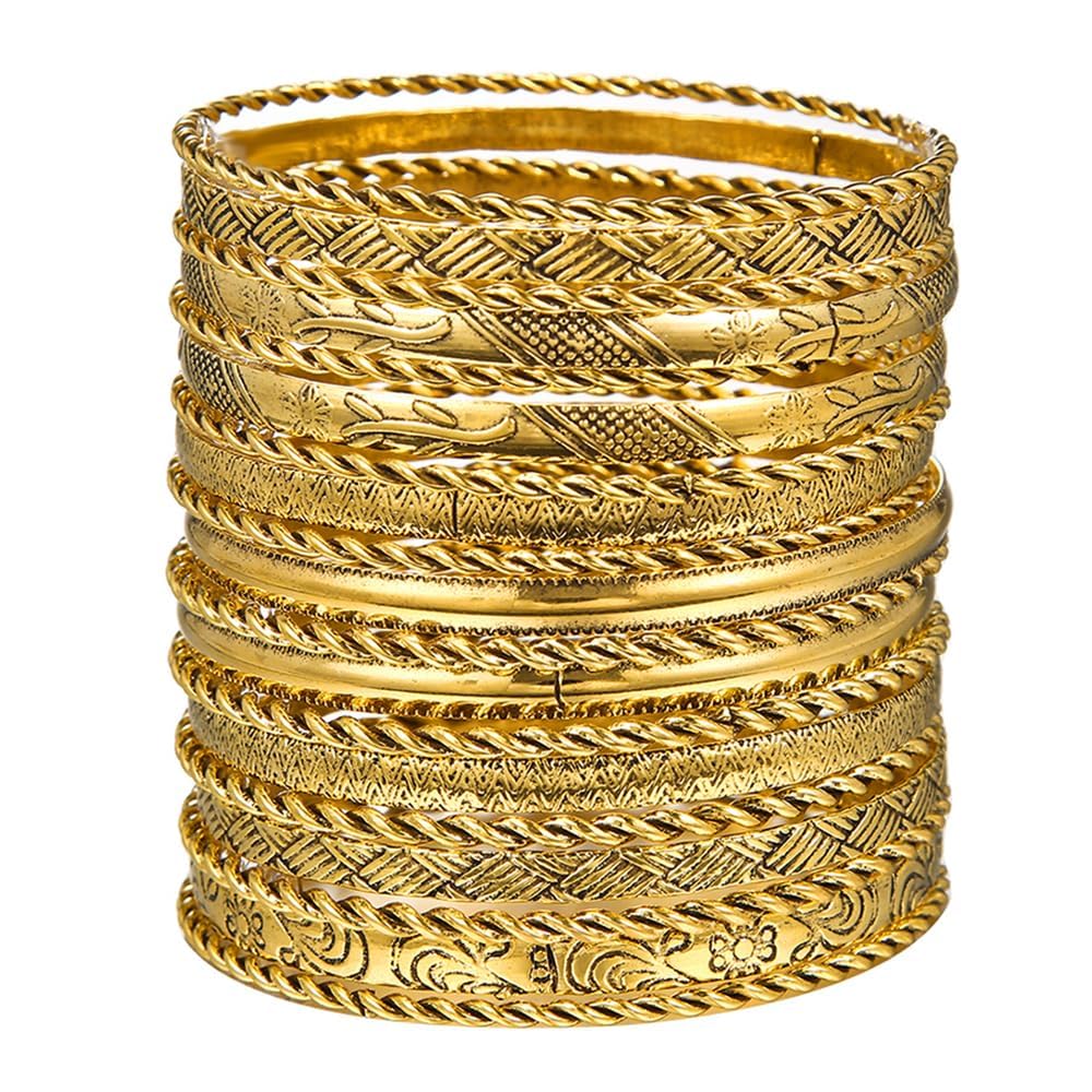 WATEFOER Pulseras de oro para las mujeres Boho multicapa apilables pulseras Juego de Pulseras Indias Joyas de Boda Regalo de Cumpleaños San Valentín Día de la Madre