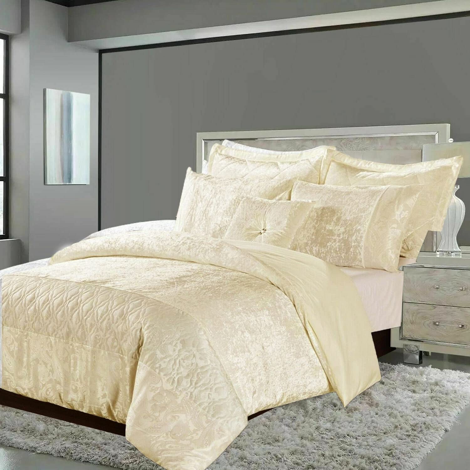 Mybedsoul Beige Comforter Set King Size - 3 Pieces Waffle Weave Comforter Sets-525826