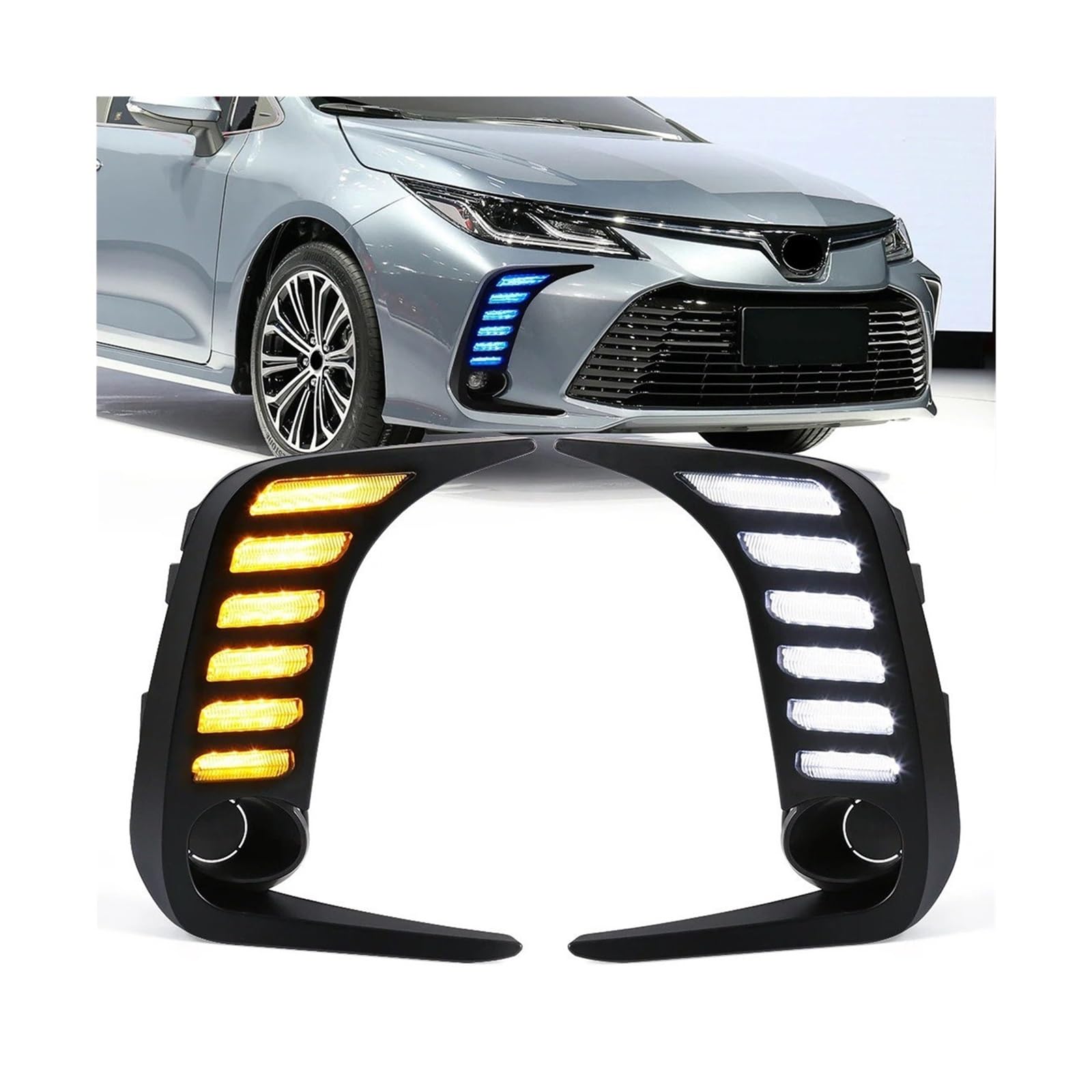 Luces Antiniebla Luz Niebla Para Toyota Para Corolla 2019-2022 Luces Diurnas LED DRL Faros Antiniebla Coche Intermitentes Parachoques Delantero Blanco Amarillo Azul