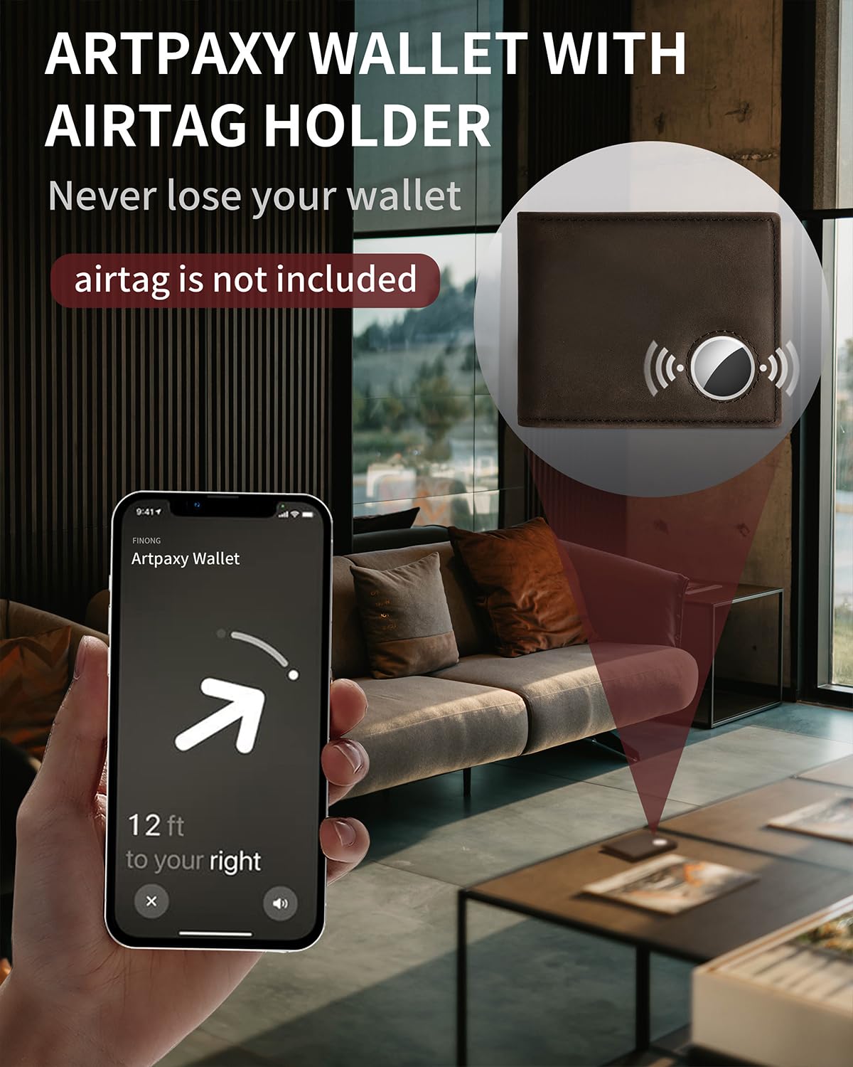 Artpaxy Portafoglio con porta AirTag
