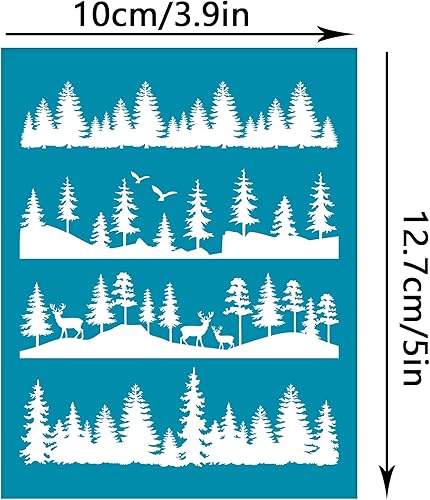 Miniatura 2 de OLYCRAFT Plantillas de arcilla de 4 x 5 pulgadas: patrones de árboles, ciervos y pájaros, plantillas de malla no adhesivas y reutilizables