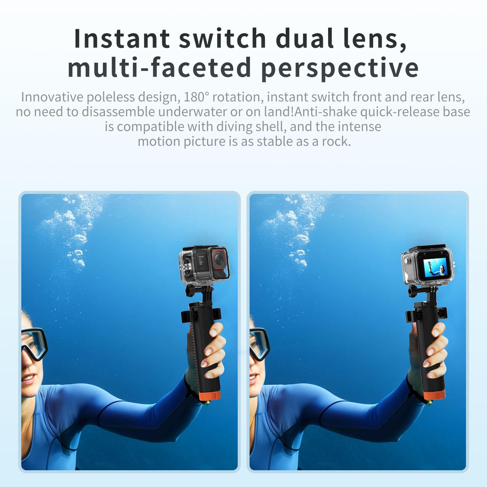 Custodia subacquea da 45 m per Insta360 Ace Pro 2, custodia protettiva impermeabile, custodia protettiva per accessori per action camera Insta360 Ace Pro, con adattatore e vite di fissaggio