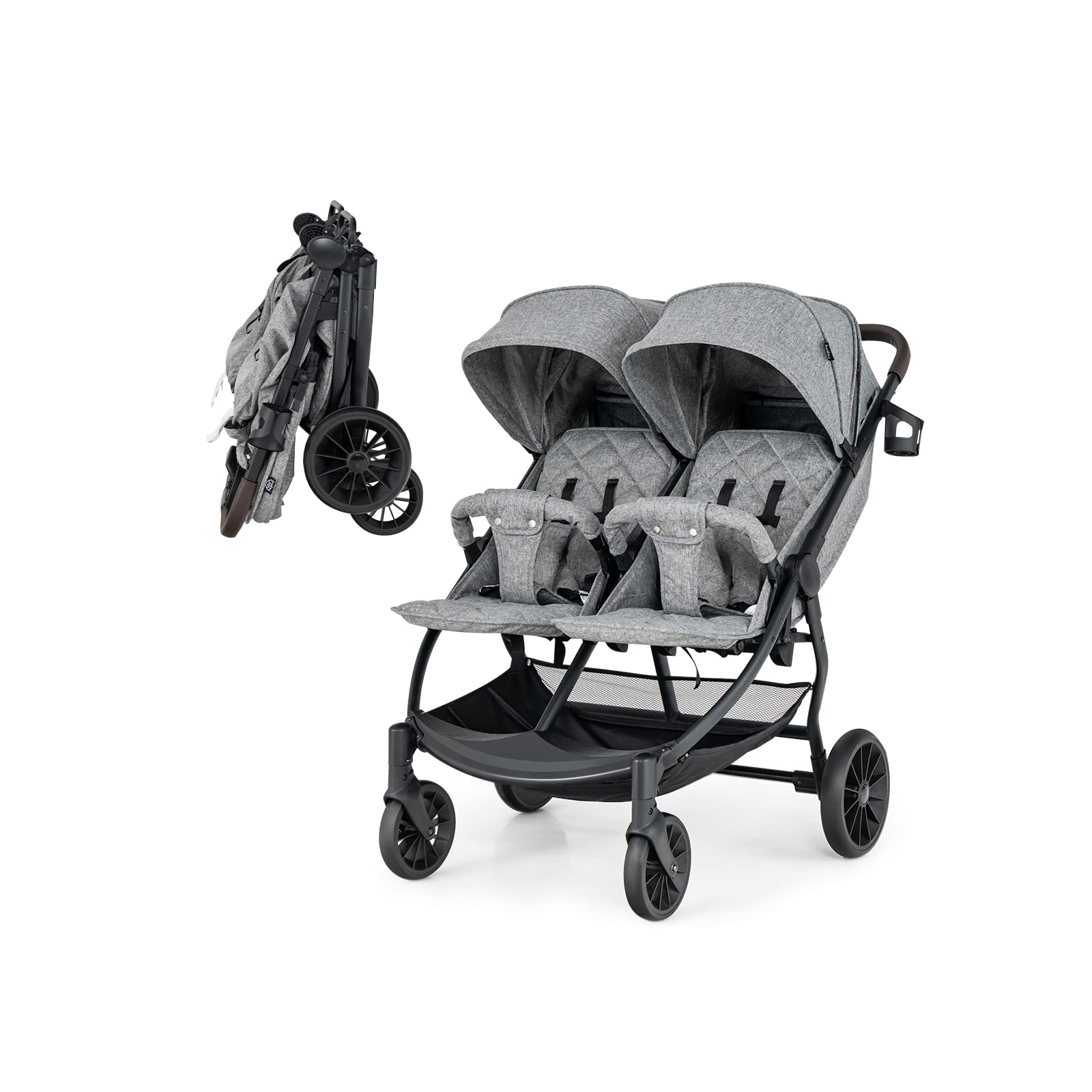 DREAMADE Geschwisterwagen 2 in 1, Doppelkinderwagen Baby und Kleinkind, Zwillingswagen Faltbar, Babywagen mit Doppelsitz, Kinderwagen für 2 Kinder (Modell 2)
