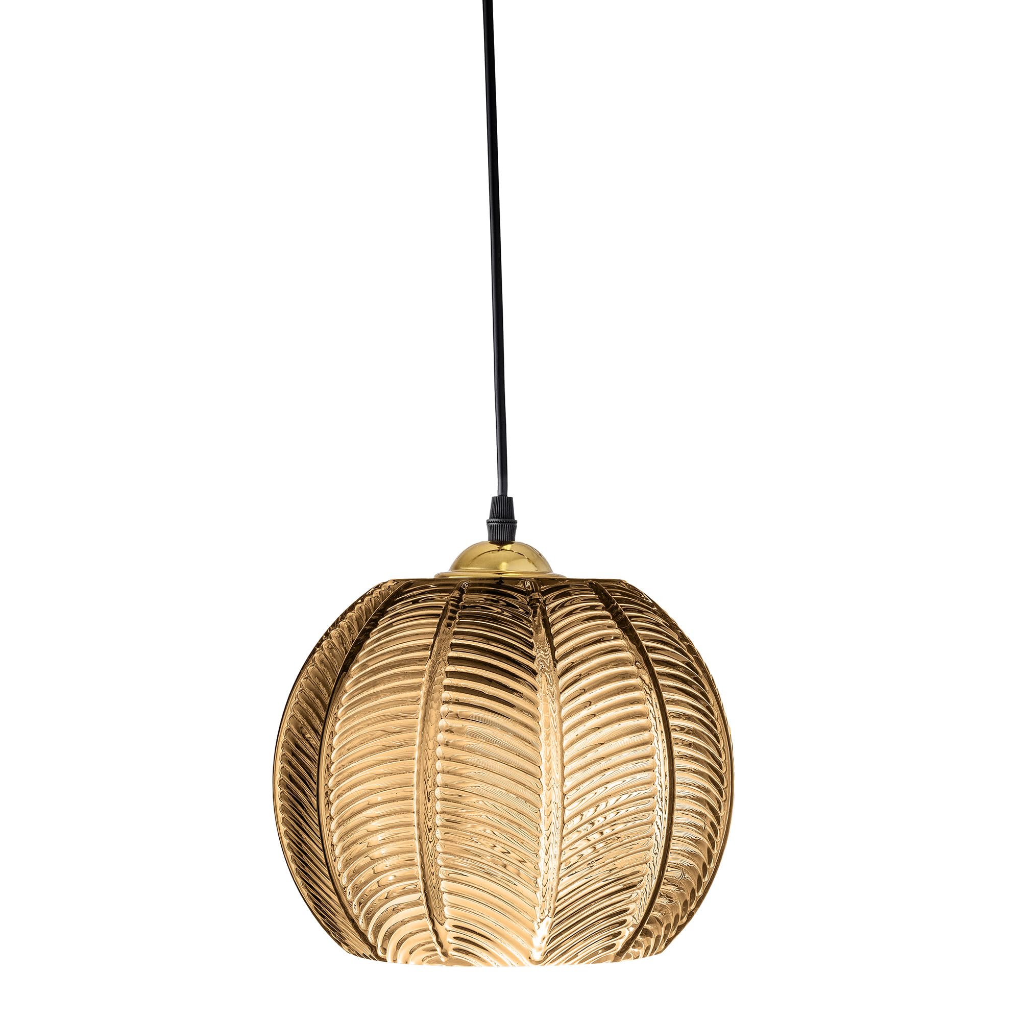 Bloomingville Lampa wisząca Adar, kolor brązowy, ze szkła, średnica 22 x wys. 20 cm, 40 W, długość kabla 250 cm, rozmiar żarówki E27, lampa, 82069076