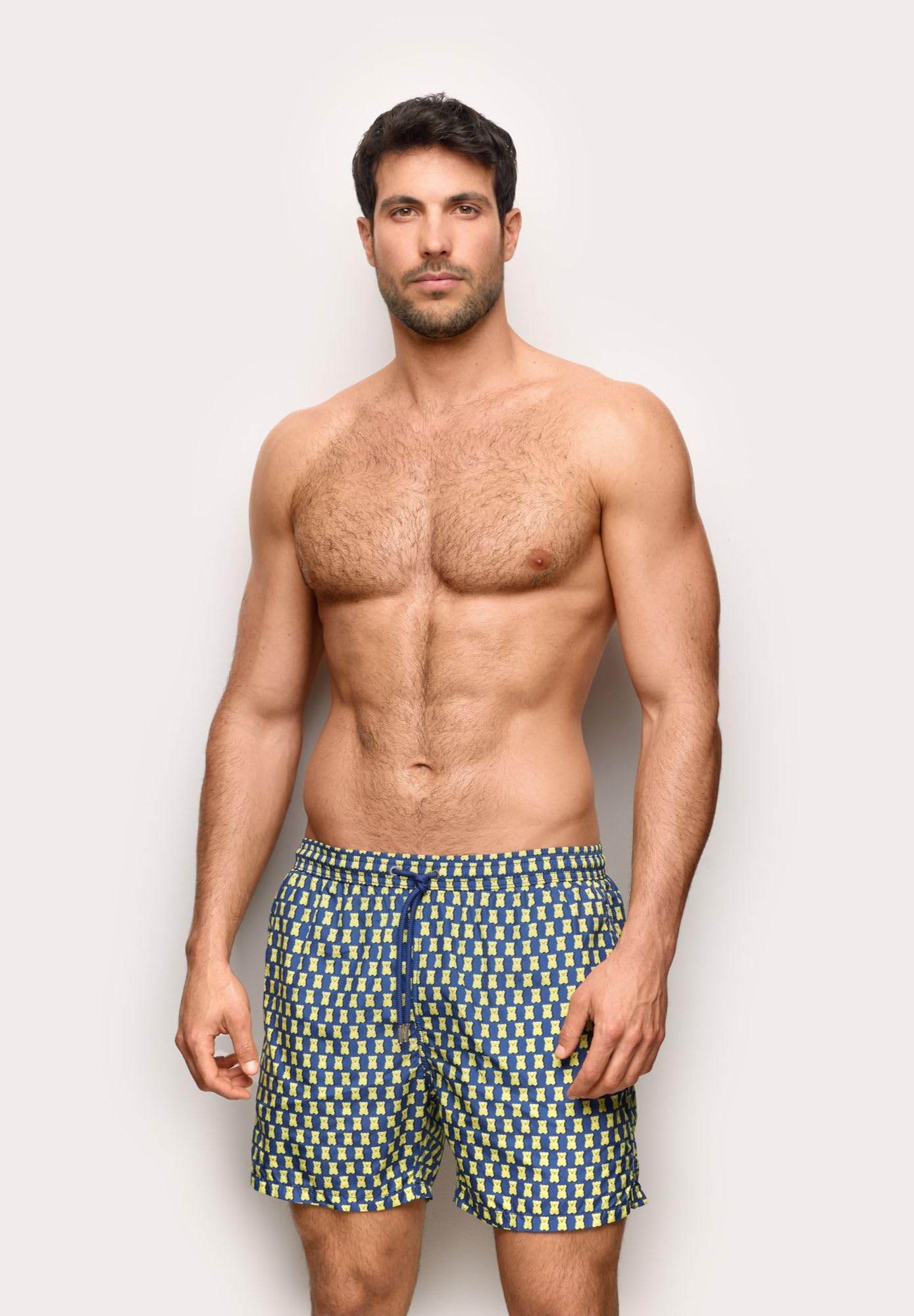 YAMAMAY - Costume Boxer con Tasche Laterali, Uomo, Funny, Blu, Stampato