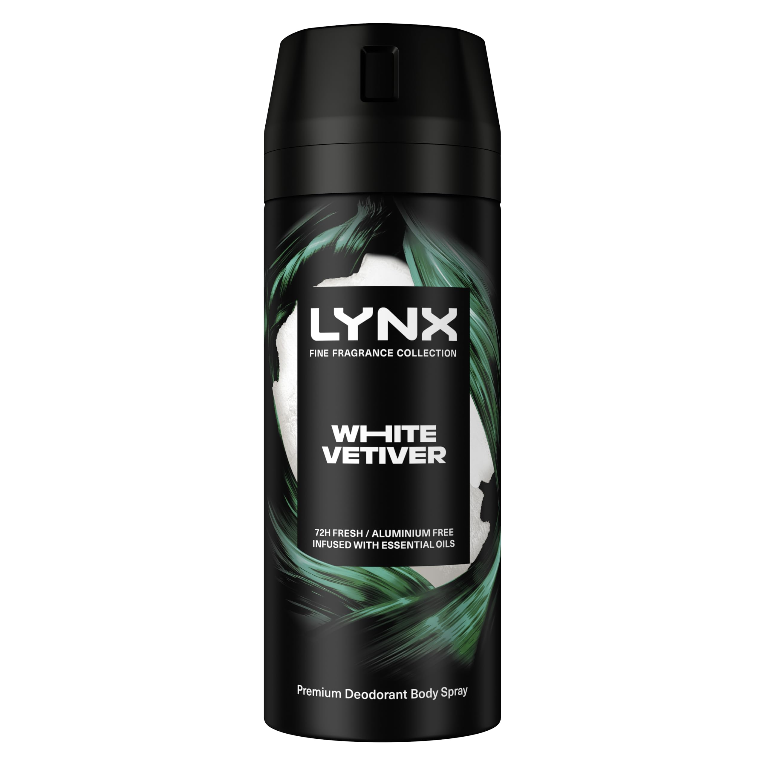 Lynx Fine Fragrance Collection White Vetiver Premium Body Spray men's deodorant infused with an elegant vetiver, geranium and cedar scent for 72 hours of freshness 150 ml