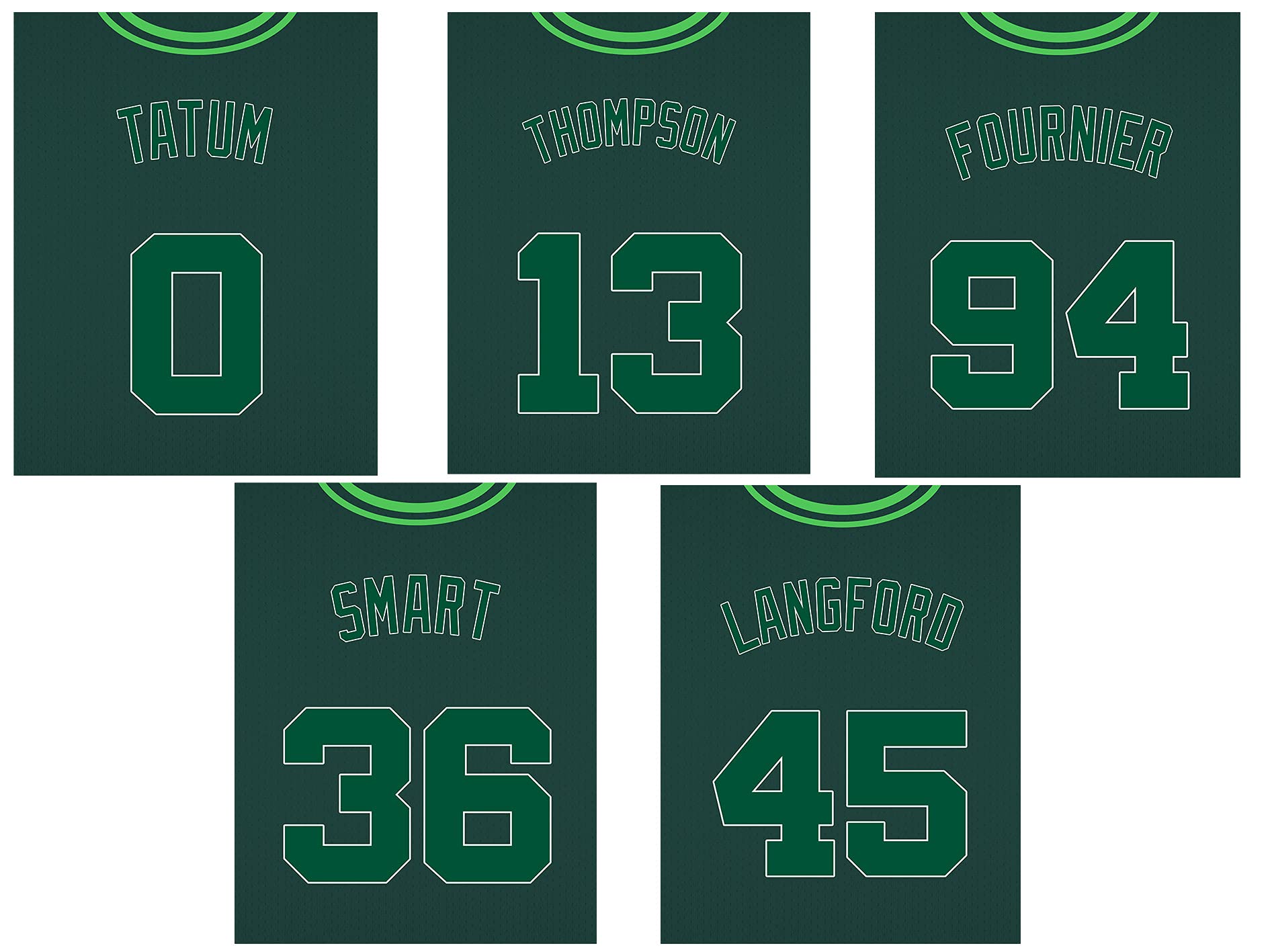 TnT Prints 2021 Boston Celtics Poster, Boston Celtics Wall Decor, Boston Celtics Prints, Basketball Poster, NBA Posters, Celtics Poster, Celtics Decor - Set of 5 (8x10) - Unframed