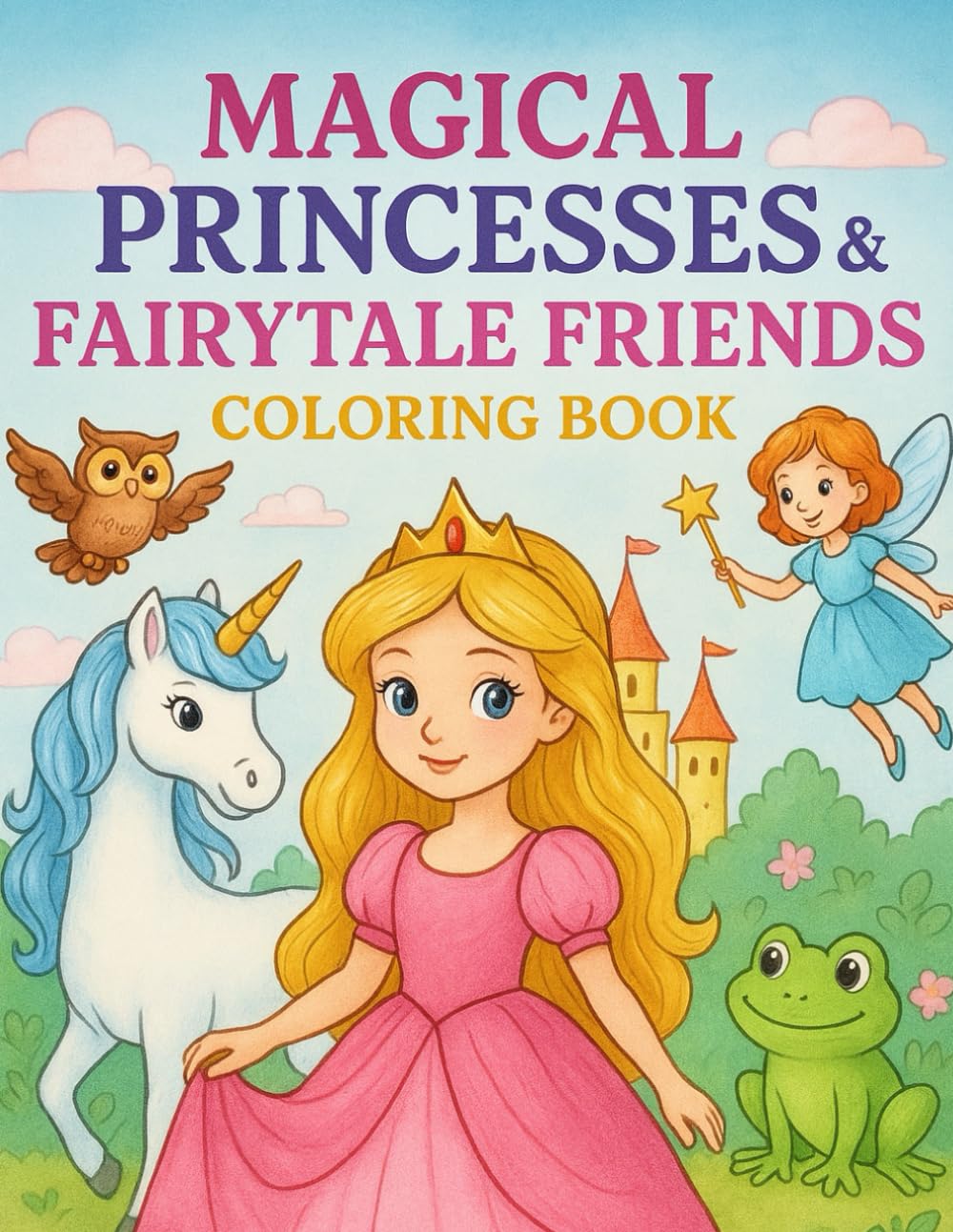 Magical Princesses & Fairytale Friends Coloring Book: A Whimsical Collection of Princesses, Castles, and Fairytale Characters for Kids