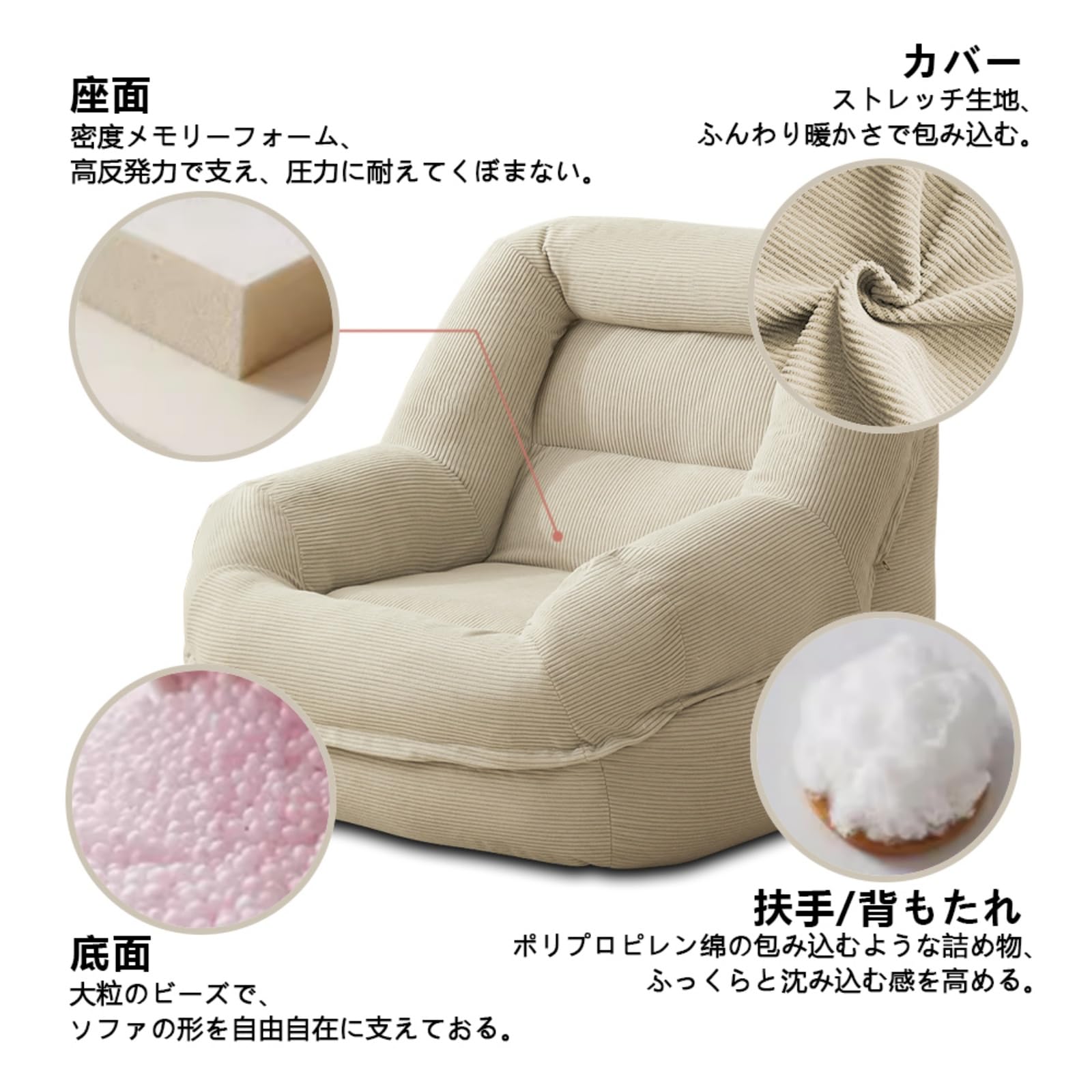 Amazon.co.jp: ソファ 一人掛け ビーズクッション カバー 長持
