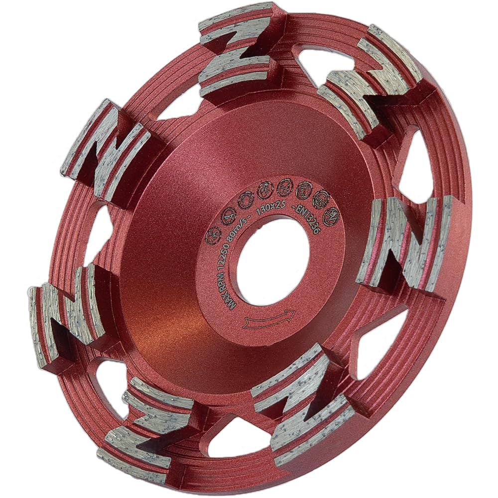 Diamant Topfschleifer 130 mm – Premium Schleifteller für Beton, Granit, Marmor – Ø 130 mm, 25,0 mm Bohrung, #30/40 Körnung, 7 Segmente – Passend für Festool RG 130 E, RGP 130 – Trockenschliff
