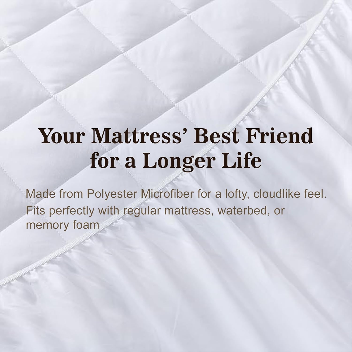 BolBom*S Full Mattress Pad, Soft Microfiber Cover Mattress Topper, Home Essential Stretches up to15 inches Deep Pocket Mattress Protector, Full Size 54X75X15, White, Perfect for Daily Use