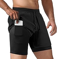 NIMOJIRO Men's 2-in-1 Running Shorts - Quick-Dry Compression Liner, Breathable Workout Gym Athletic Shorts