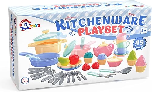 Miniatura 8 de TECHNOK Accesorios de cocina para niños  Juego de 49 piezas de utensilios de cocina  Ollas y sartenes de juguete grandes para niños de cocina  Juego