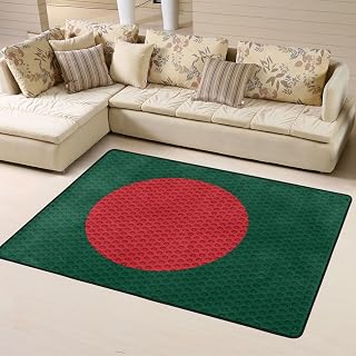 Flag of Bangladesh Area Rug 4x6 Feet Rugs for Living Room Bedroom Soft Indoor Floor Rug Non-Slip Carpet