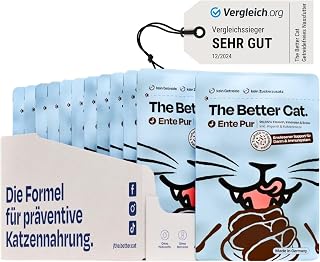 The Better Cat – Mokra karma bez zbóż z bardzo wysoką zawartością mięsa – karma dla kotów premium bez zbóż i bez cukru, z prebiotykami i postbiotykami TruPet (kaczka) 12 x 85 g