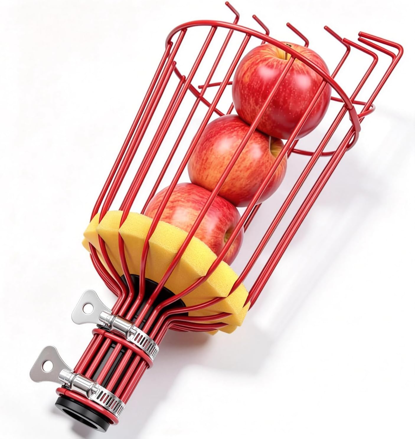 ARTIPOLY 20FT Reach Telescoping Fruit Picker, 4-12FT Adjustable Aluminum Pole with Basket, Lightweight Heavy Duty Tool for Harvesting Apples Mangoes Avocados Pears Lemons
