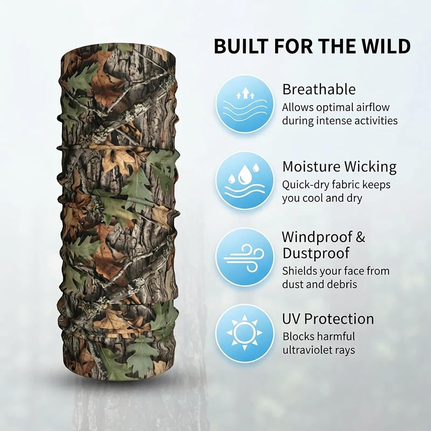Yobvec 2 Pack Camo Face Mask, Forest Neck Gaiter for Men, Duck Deer Hunting Accessories, Breathable and Cool Father Gift image 4