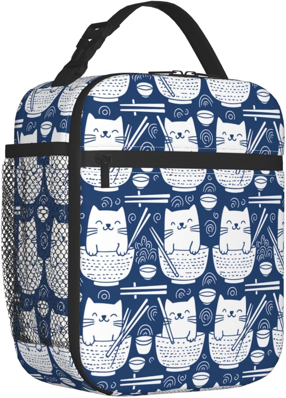 Reusable Ramen Lunch Box for Kids Girls Boys Women Adult, Insulated Noodle Bowl Cat Lunch Bag,Polyester Cooler Handbags Case for School Picnic Work Travel Outdoor Beach or Hiking