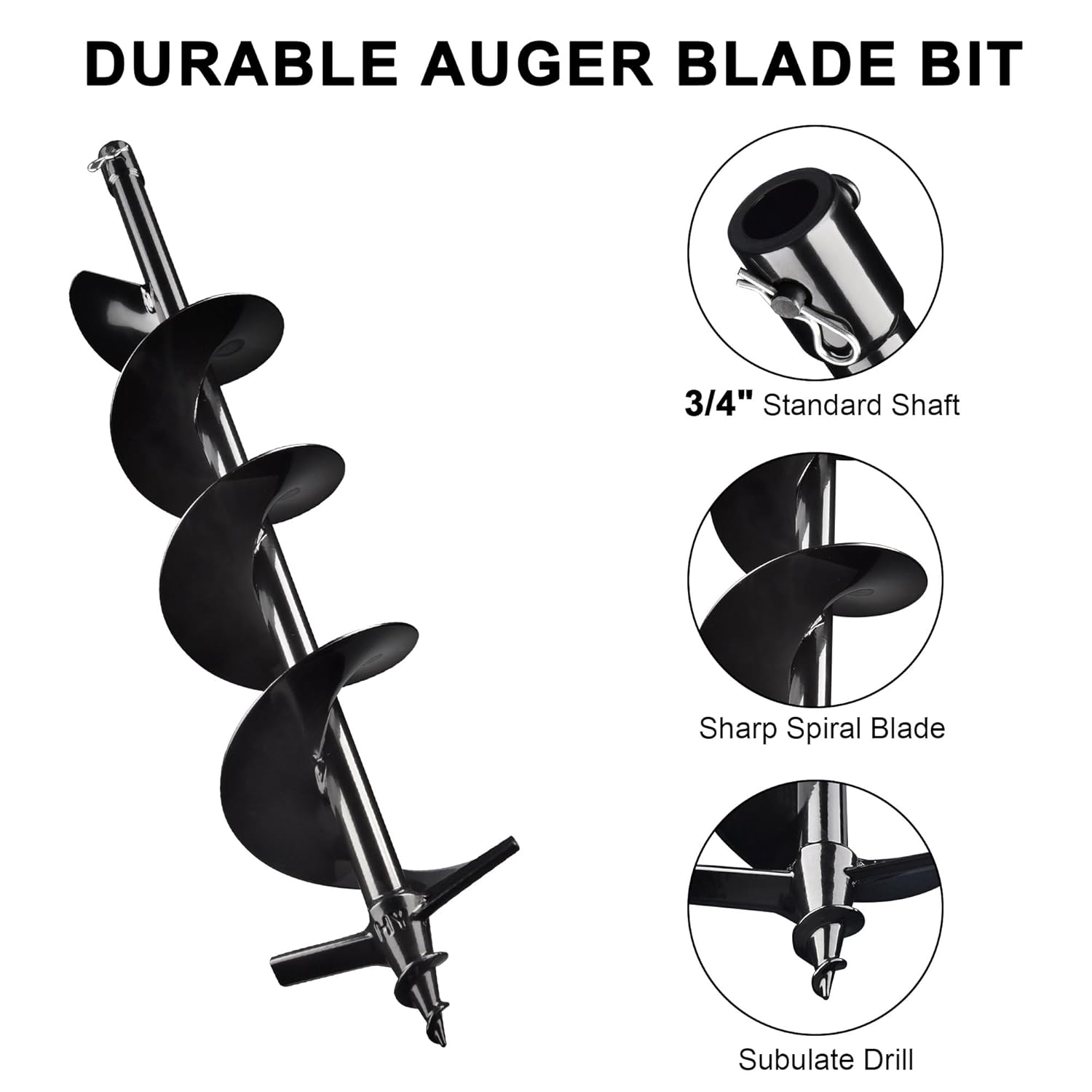 YesHom 6" Earth Auger Drill Bit for Planting - 31-1/2" Extra Length Digging Tools Compatible with Post Hole Digger for Patio Umbrella Garden Fence Farm Projects