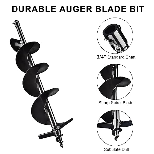 Miniatura 2 de YesHom Broca de taladro de tierra de 6 pulgadas, herramienta para plantar vallas de flores, poste de jardín en espiral, excavadora de agujeros en