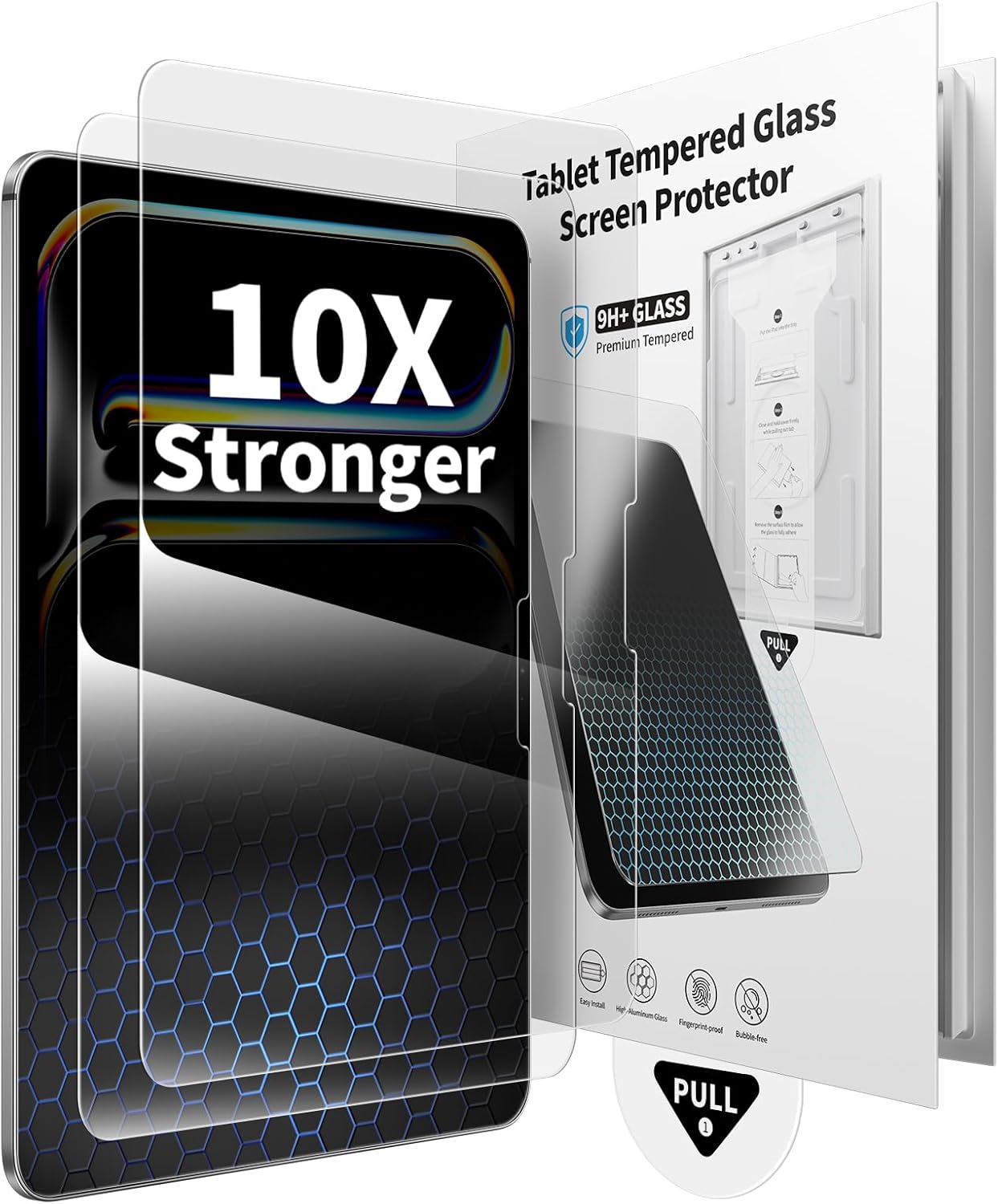 Ambison 2 Pack Screen Protector for iPad Pro 13 Inch (M5/M4) 2025/2024, Bubble-Free Application with UltraFit Tray, 9H Tempered Glass & 10X Military-Grade Protection, HD Clarity, Apple Pencil Support