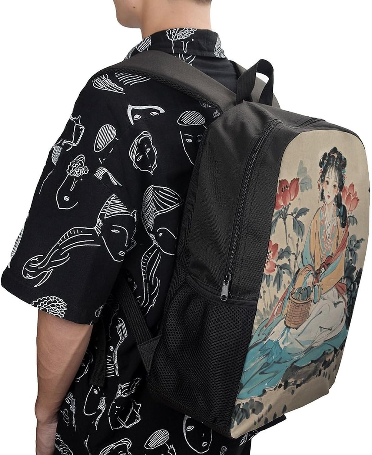 Chinese Painting Large Backpack 17 Inch Travel Daypack