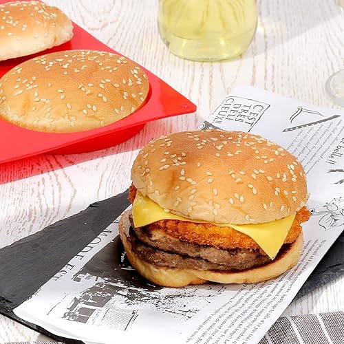 Miniatura 6 de CAKETIME Moldes de silicona para huevos de 4 pulgadas para sándwiches de desayuno, molde grande para hornear magdalenas inglesas, pasteles Whoopie,