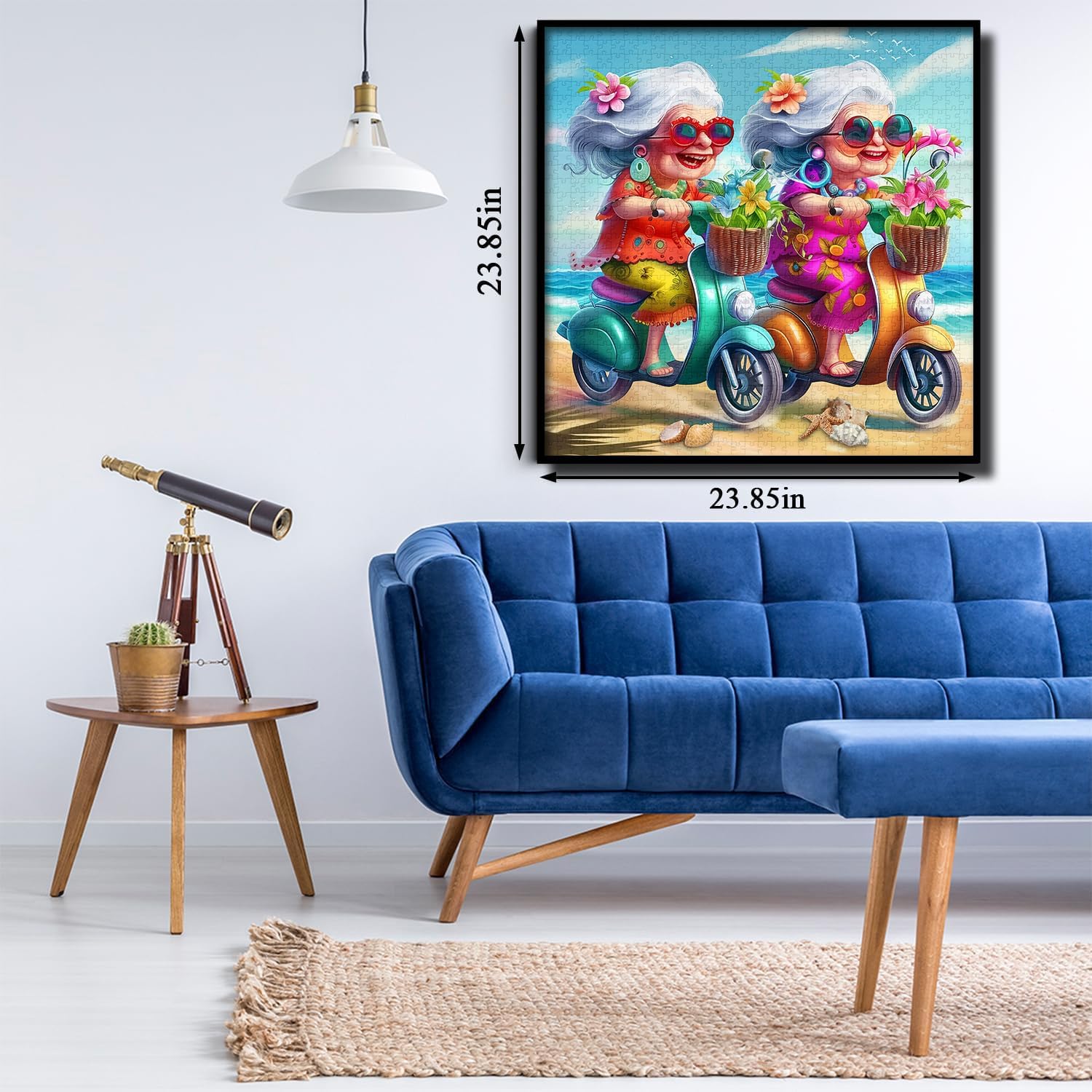 Summer Beach 1000 Piece Puzzle for Adults, PICKFORU Funny Beach Ride Jigsaw Puzzles, Unique Difficult Grandma Motorcycle Theme as Home Decor