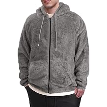 RTRDE Men's Fuzzy Fleece Hoodie Jacket Winter Thermal Warm Coat, M-3XL