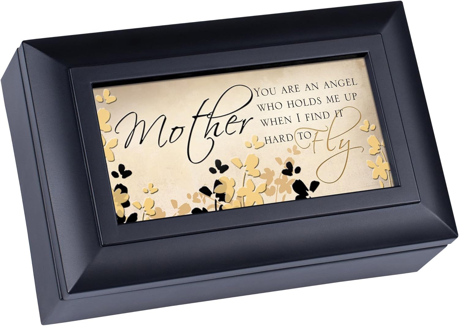 Cottage Garden Mother an Angel Who Holds Me Up Matte Black Petite Jewelry Music Box Plays Wonderful World