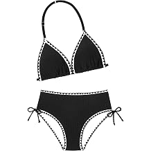 Girls Swimsuit Two Piece Bathing Suit for Teen Girls Backless Halter Bikini Set Clasp Straps Swimwear for 7-16 Years