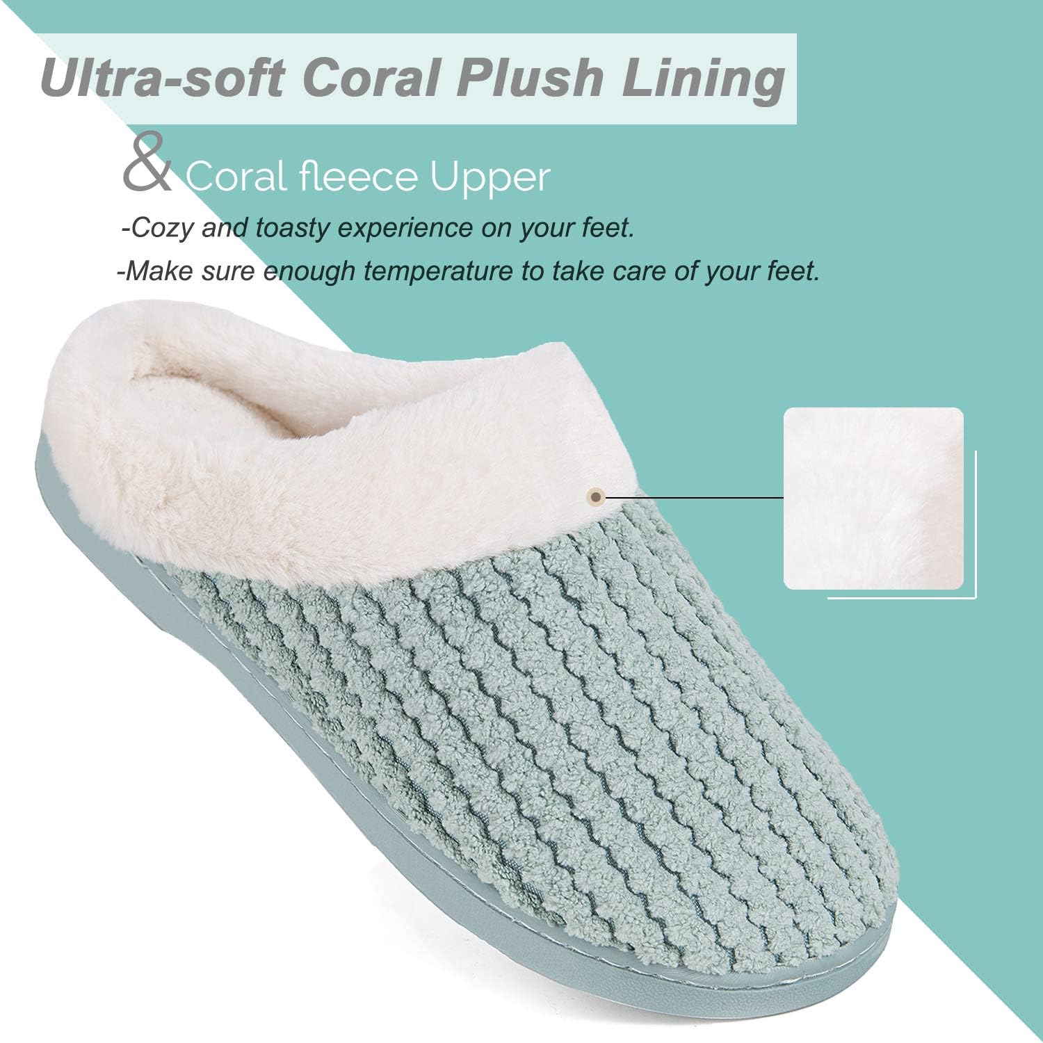 WateLves Women's Slippers Comfort Memory Foam House Slippers Plush Lining Bedroom Shoes for Indoor & Outdoor - Image 6