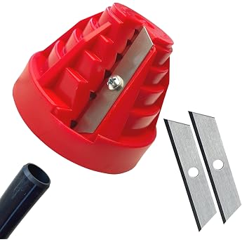 Plastic Pipe Chamfer Tool - Pipe Deburring Tool for 20 25 32 40 50 and 63 mm Plastic Pipes - High Performance Pipe Cutter - PVC Pipe Cutter and 2 Spare Blades