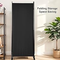 Vista 7 de Divisor de habitación, pantalla de privacidad de 3 paneles, marco de acero portátil con gancho y bucle para el hogar, oficina, aula, estudio, Negro