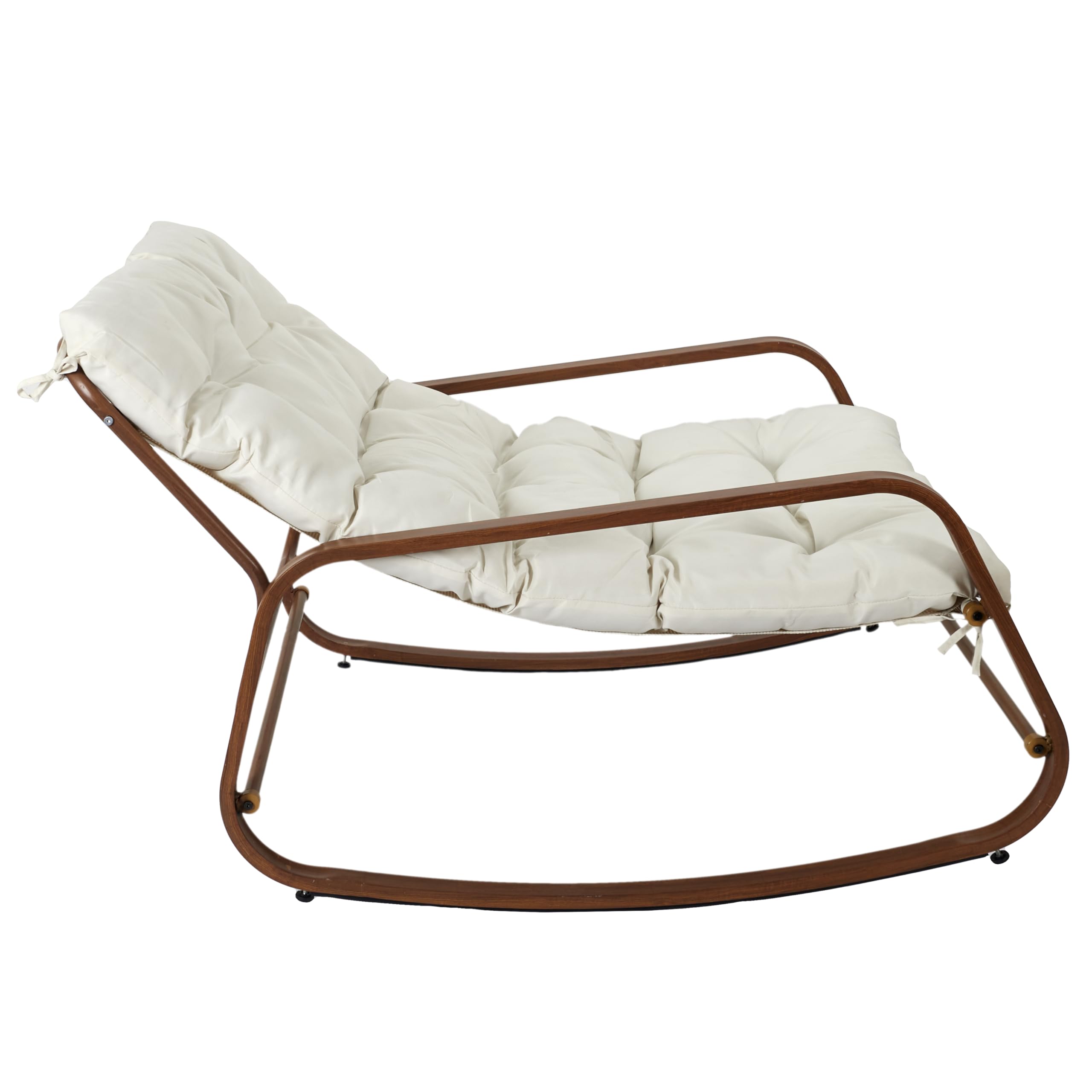HOME DECO FACTORY - HDO7309 Fauteuil à Bascule Miami Blanc Effet Bois, Mobilier d'Extérieur, Dimensions 92x69x130 cm, Hauteur d'Assise 46 cm, Teinte Beige Marron | Bois, fauteuil à bascule Miami, effet bois blanc, mobilier d'extérieur, jardin ou terrasse,