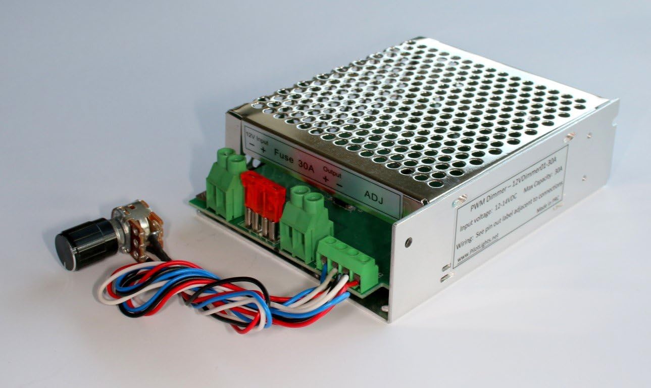 30 Amp (12-14VDC) LED Dimmer PWM DC Lighting Dimmer Controller for LED Incandescent Auto RV Marine Aircraft Interior Lighting
