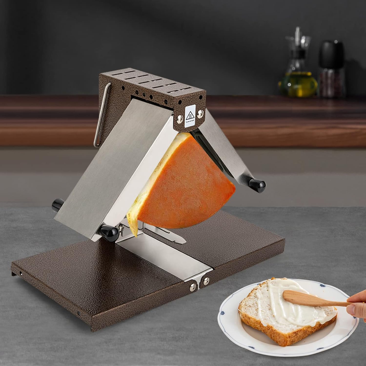 Raclette Cheese Melter Commercial Electric Cheese Melting Raclette Grill Half Cheese Wheel Maker Height Adjustable Heating Rod for Resaurant Kitchen