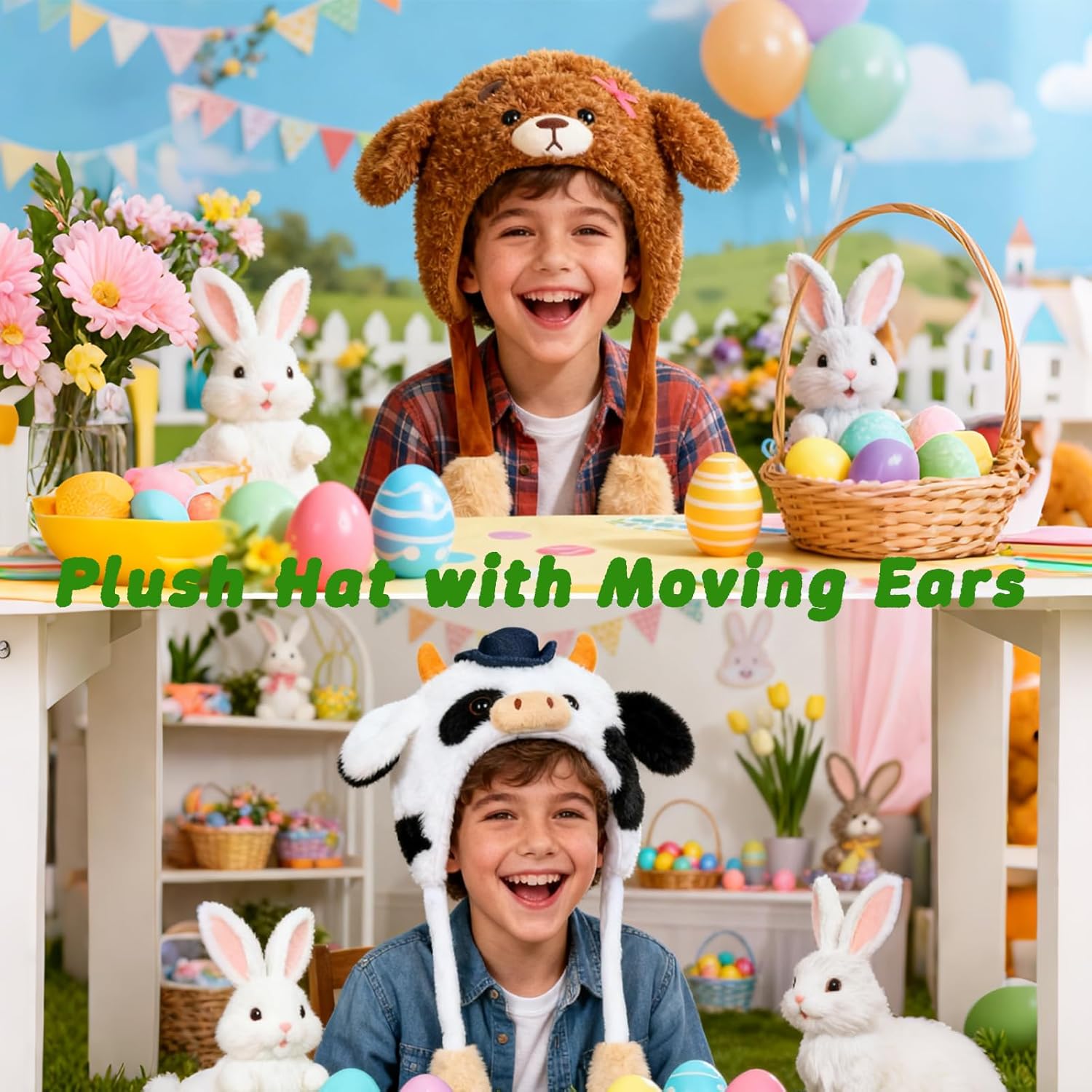 Animal Plush Hat with Moving Jumping Ears Pop Up Beating Hat Plush Cosplay Dress Up Funny Gift for Kids Adult - Image 6