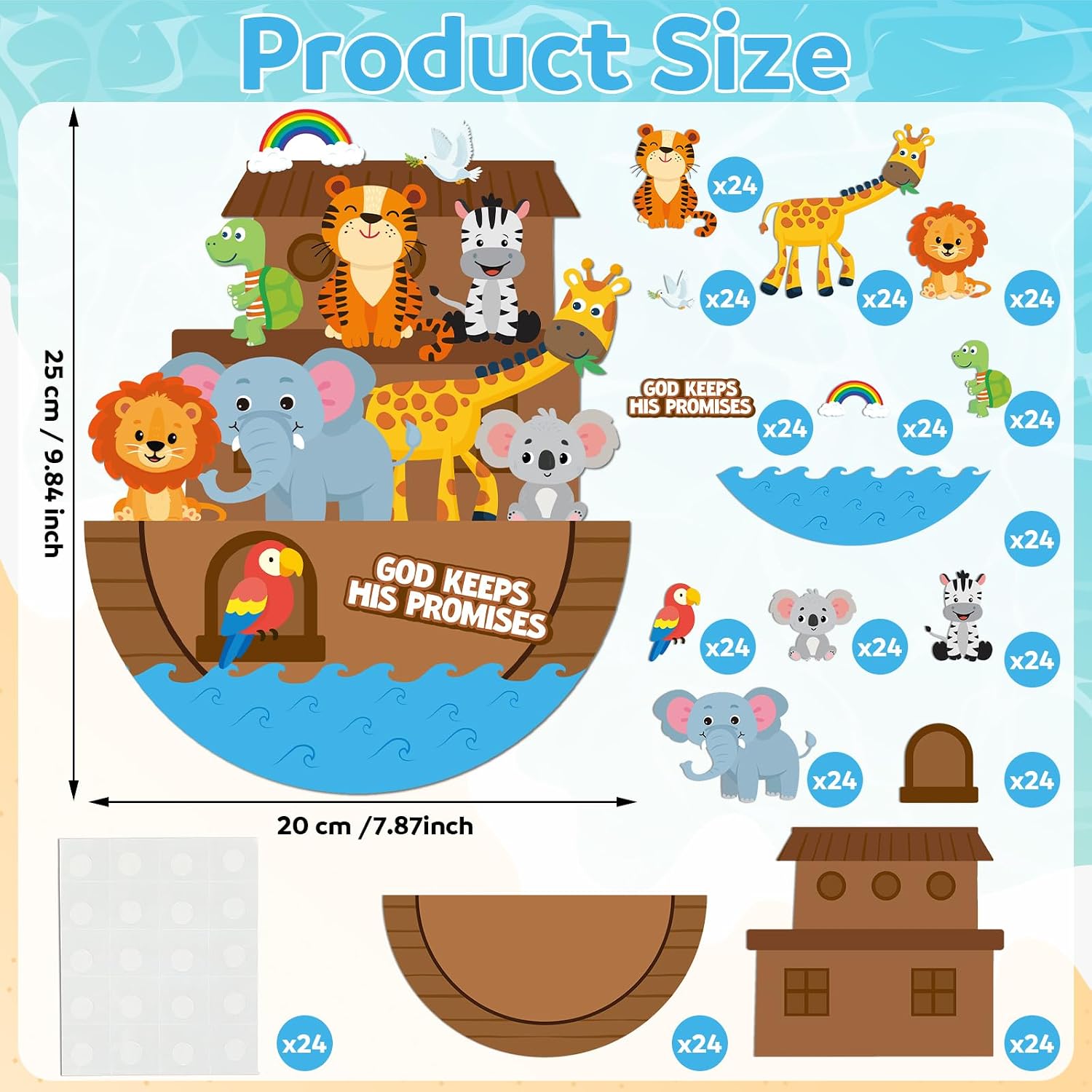 Motipuns 24 Set Noah's Ark Rocking Paper Plate Craft Kit God Keeps His Promises DIY Noah's Ark Craft Project Decorations for Bible VBS Sunday School Classroom Activities