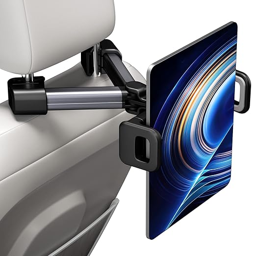 Tablet Holder for Car Headrest, Adjustable Positions and 360° Rotation