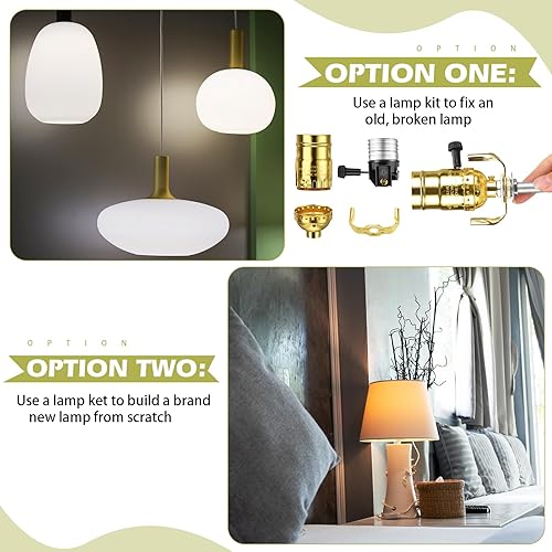 Miniatura 24 de Zonon Juego de 2 piezas de reparación de lámpara de pie, piezas de lámpara con cable de 12 pies y enchufe de 3 vías, juego completo de accesorios