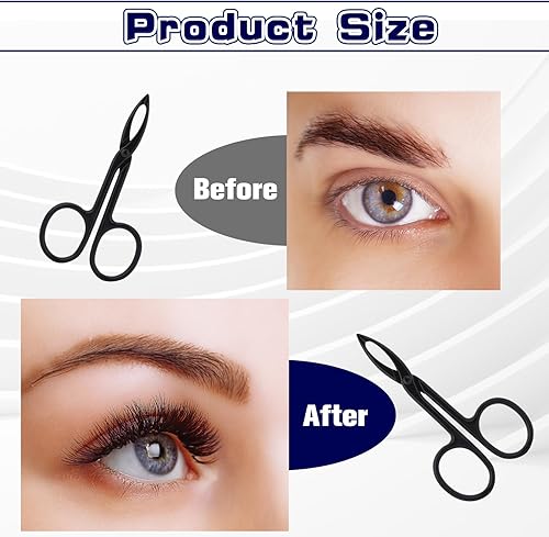 Miniatura 3 de 2 pinzas con mango de tijera, punta recta, pinzas para cejas en forma de pinzas para depilación facial (negro y negro)