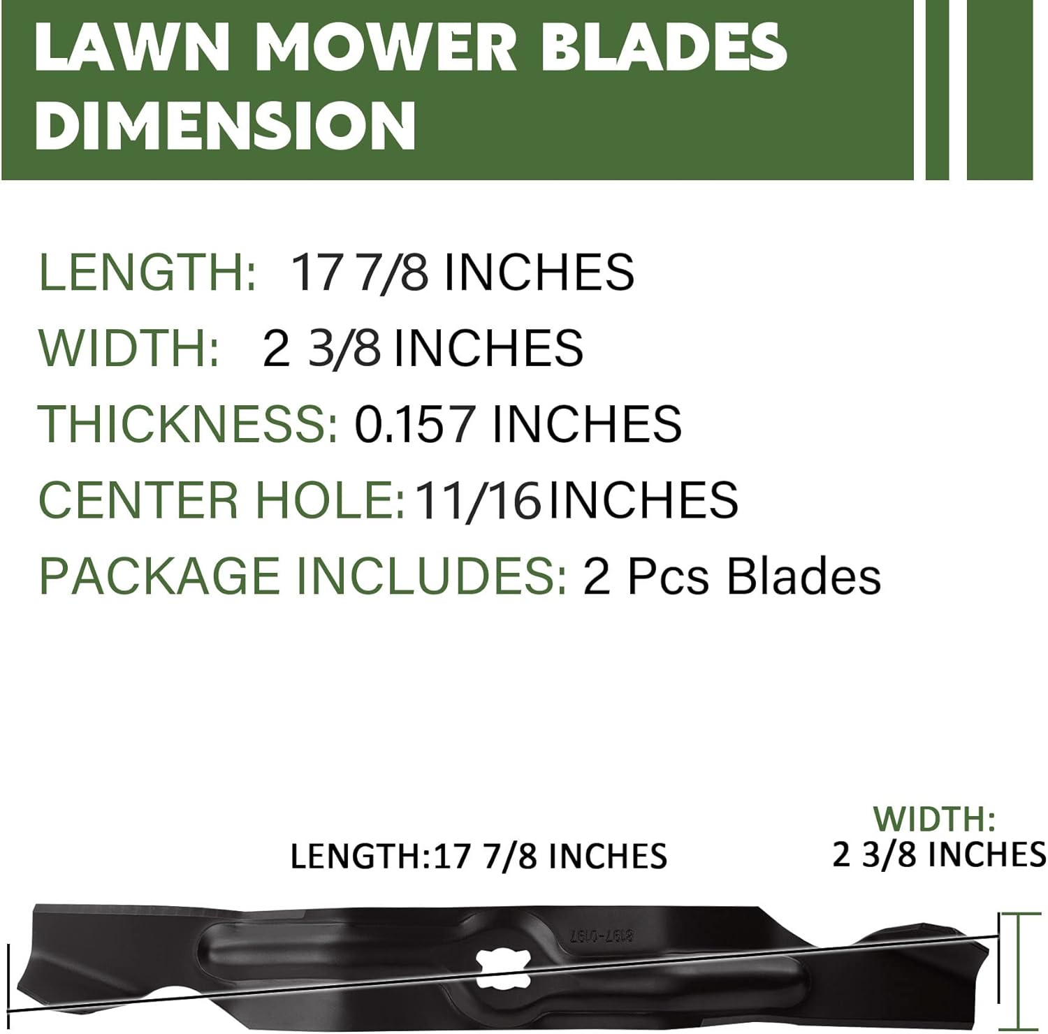 Lawn Mower Blades 2 PCS Set (High-Lift) Replace for 742-04154 942-04154A for MTD Cub Cadet Troy Bilt Walk Behind 33 inch Deck CC760 CC760ES CC800 TBWC33XP