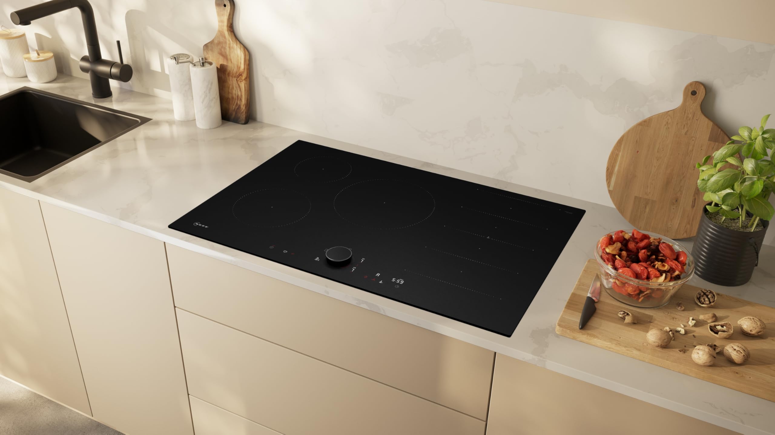 N 90 T68NUV4A0 Plaque à induction, 80 cm, noir mat, pose sans cadre,
