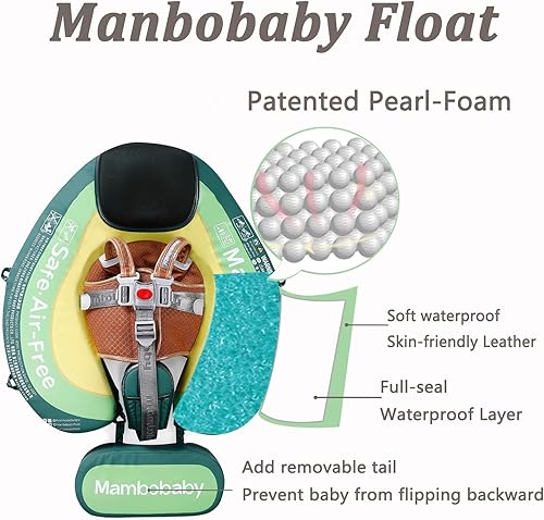Miniatura 2 de Upgread Mambobaby - Flotador de piscina para bebé con toldo no inflable, sólido, mejorado, suave, impermeable, material de tela agradable a la piel,
