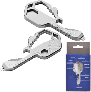 24 in 1 Multi-Tool Key Shaped Pocket Tool for Drill Drive, Measuring, Bottle Opener, Screwdriver, Ruler, Wrench, Stripping, Box Cutter, Bit Driver, File & Bike, Gift for Men Father Boys