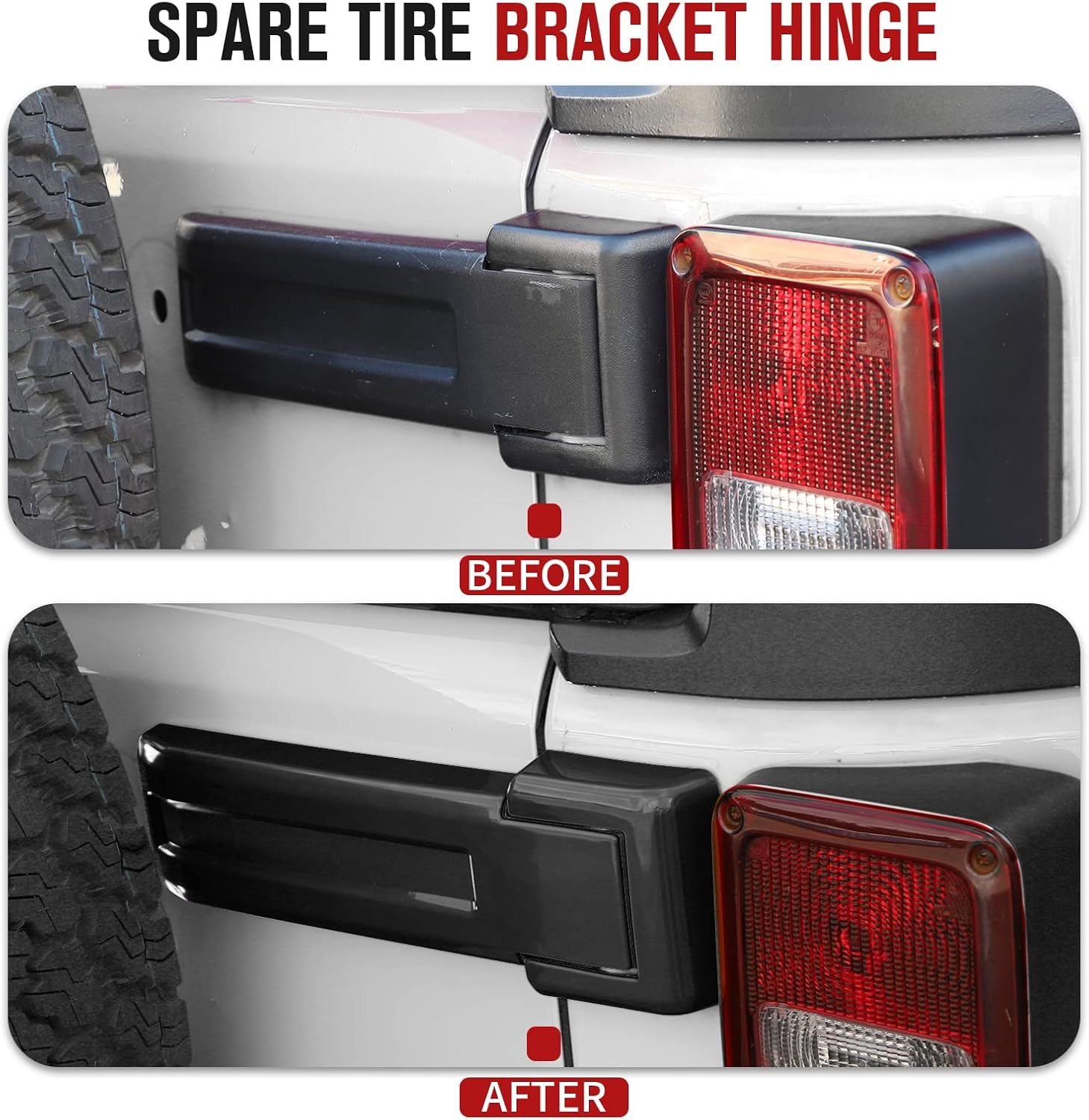 JeCar Tailgate Hinge Cover Trim Accessories for 2007-2018 Jeep Wrangler JK & Unlimited (Black)